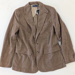 Polo Ralph Lauren Herringbone Wool Blazer Womens 12 Tan Brown Jacket NWT $398